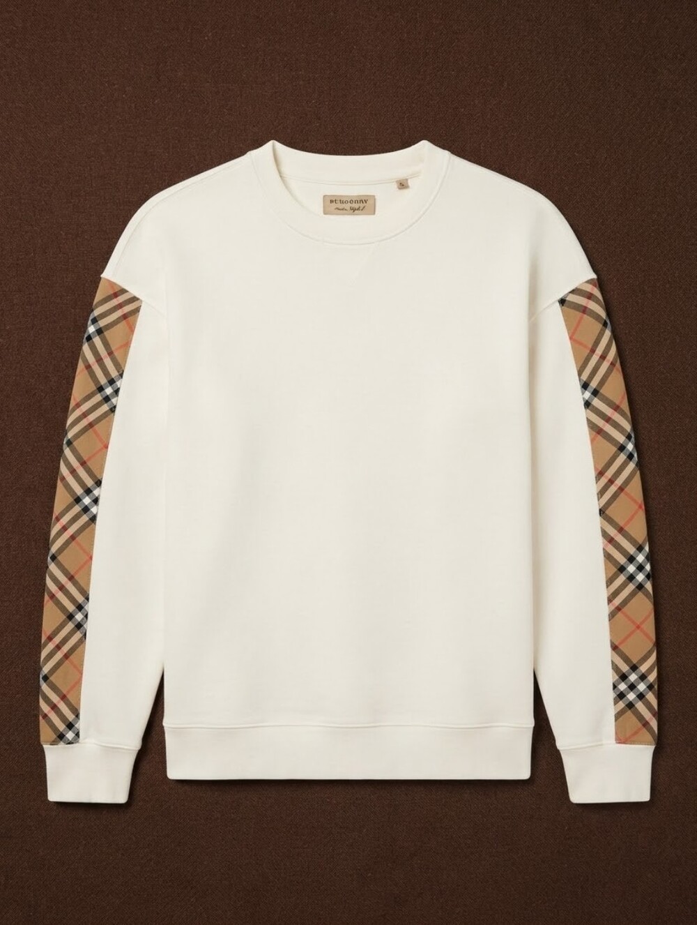 Burberry Nova Check Sleeve Oversized Unisex Sweatshirt White S